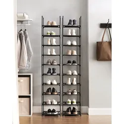 SONGMICS Schuhregal LSR110B02 – 10 Ebenen, Metallgestell, für 20 Paar Schuhe und Stiefel, offener Schuhschrank