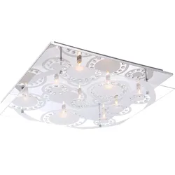 Chrom Beleuchtung Deckenleuchte Glas Kristalle Wohnzimmer quadratisch Lampe
