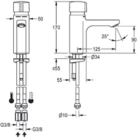 KWC AR Standbatterie, F5, hydr., Mischer, 5l, Rohre