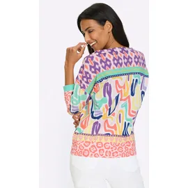 Classic Basics Sieh an! 3/4-Arm-Shirt in weiß-koralle-bedruckt | Gr.: 50