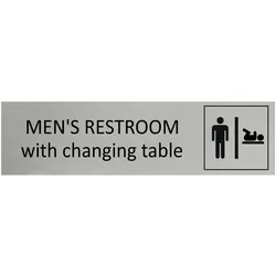 CombiCraft Aluminium Türschild Men's Restroom With Changing Table 165x45mm mit 3M-Tape