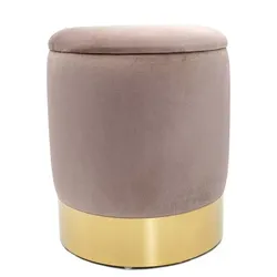 Amagohome Samthocker Ø 31 H 38 cm Velour Hocker mit Stauraum u. Deckel - Deko Hocker Samt Pouf : zartlila