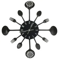 VidaXL Wanduhr mit Löffel und Gabel Design Schwarz 40
