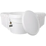 FixedByU - 20 Eimer mit Deckel, Leereimer, lebensmittelecht, luftdicht, weiß, 1,5 l