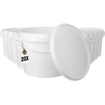 FixedByU - 20 Eimer mit Deckel, Leereimer, lebensmittelecht, luftdicht, weiß, 1,5 l