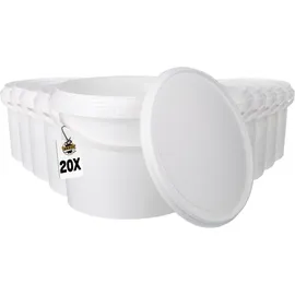 FixedByU - 20 Eimer mit Deckel, Leereimer, lebensmittelecht, luftdicht, weiß, 1,5 l