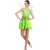 Chaks Fee m Flügeln Damen Kostüm Elfe grün Märchen Fairytale Tutu Karneval Fasching -