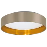 EGLO LED Deckenlampe Maserlo 2, Textil Deckenleuchte, Wohnzimmerlampe Decke aus Stoff in gold und taupe, Ø 38 cm