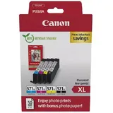 Canon Original Tintenpatrone MultiPack Bk,C,M,Y High-Capacity + Fotopapier 50 Blatt 0332C006