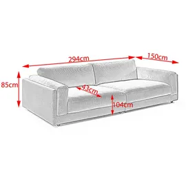 KAWOLA Big, Sofa RAINA Cord grau