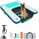HEYLIFE Aufblasbare Hunde Wasserrampe bis 100 kg Schwimmend Pool See Grün