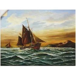Artland Wandbild »Segelschiff auf See - maritime Malerei«, Boote & Schiffe, (1 St.), als Leinwandbild, Wandaufkleber in verschied. Größen Artland Farbe Bild(er): bunt