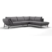 Sofanella Ecksofa Leder ESTELLA, Eckcouch, Ecksofa, Sitzecke, Polsterecke, Leder Sofas, Ledersofa grau