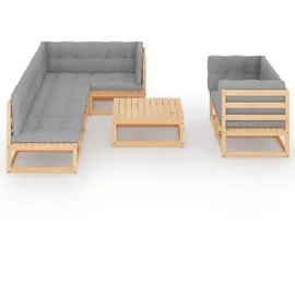vidaXL Garten-Lounge-Set 8-tlg. grau Kiefer