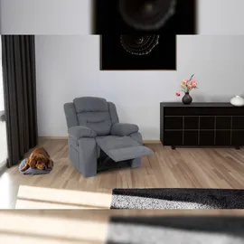 Mendler HWC-J57, XXL Relaxsessel TV-Liegesessel Nosagfederung Wildleder-Optik Stoff/Textil bis 200kg ~ graublau