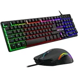 THE G-LAB Combo KRYPTON – The G-LAB - Retro Kabelgebundenes Gaming-Tastatur und Mauspaket – RGB-Beleuchtung - Schwarz