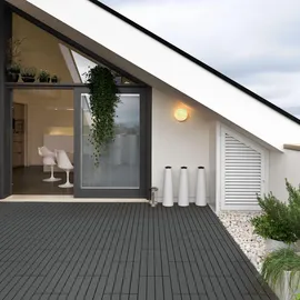 ECD Germany WPC Terrassenfliesen Anthrazit 60 x 30 cm 18 St.