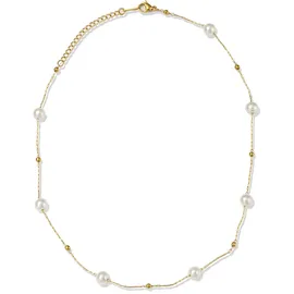 FIRETTI Perlenkette Schmuck Geschenk Edelstahl Gelbgoldfarben/Weiß