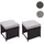 MCW Hocker Poly-Rattan 40 x 35 x 40 cm Schwarz