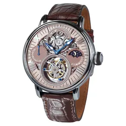 Poljot International 3360.T88-R Herren-Armbanduhr Tourbillon Skeleton Braun/Rosé