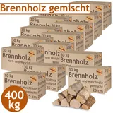 Brennholz Kaminholz gemischt 400 kg Holz Ofen Hartholz Weichholz 25 cm Flameup