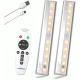 Schrankbeleuchtung LED mit Fernbedienung 2 Stück Schranklicht Schrankleuchte Led Leiste Batterie USB Wiederaufladbar Unterbauleuchte Küche für Kleiderschrank, Treppe, Kofferraum, RV