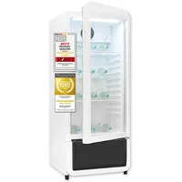 Exquisit Glastürkühlschrank, 200l Getränkekühlschrank mit LED, Umluft, 3 Ablagen, CoolPro, GKS5180-GT-431D weiss