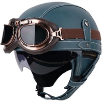 Motorrad Halbhelme Retro Halbschalenhelm JetHelm mit Visier Schnellverschluss Schnalle für Cruiser Chopper Biker Moped Halbschalenhelm mit ECE