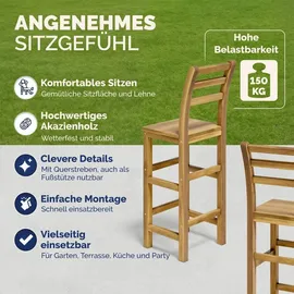 CASARIA Barhocker 75 cm Sitzhöhe Holz Akazie Braun