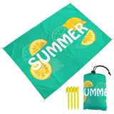 FANSU Strandmatte Outdoor, Sommer Strand Picknickdecke Wasserdicht Picknickdecke Wasserdicht Picknickdecke Stranddecke, Waschbare Stranddecke für Wandern Strand Reisen Pic (100x140cm,Zitrone)