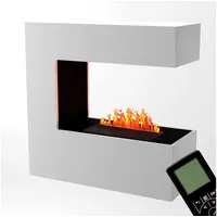 Glow Fire Wasserdampf Kamin Schiller (Wandkamin) - Elektrokamin für die Wand mit realistischen LED 3D-Flammen, Knistereffekt & Fernbedienung, 90x90x37 cm, Opti-Myst 400 mit Holz-Deko, Weiß