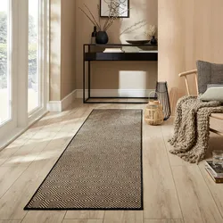 Teppich FLAIR RUGS "Jute Diamond", schwarz, B:60cm H:4mm L:800cm, Jute, Teppiche, Jute Teppich