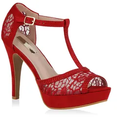 Damen Plateau Sandaletten in Rot