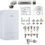Bosch BOSCH/Junkers Gas-Heizwertkombitherme CerastarComfort ZWR 18-7 KE 23 Erdgas E/H, mit CR 120, & Außenfühler TA, mit Anschlussplatte Unterputz, ohne Abgassystem