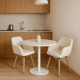 Mendler Esszimmerstuhl HWC-A50 II, Stuhl Küchenstuhl Polsterstuhl, Holz Stoff/Textil Bouclé (450g/m2) FSC® ~ creme