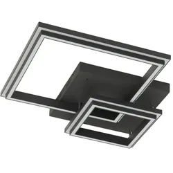 KHG Smart-Home Deckenleuchte  schwarz `Vierecke`   , schwarz , Maße (cm): B: 60,4 H: 11,8 T: 60.4