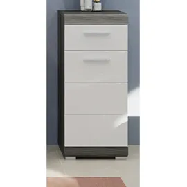 inn.furn Kommode Weiß Hochglanz grau Badschrank - Weiß, Grau