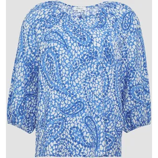 S.Oliver - Strukturierte Relaxed-Fit-Bluse mit Raffungen und Raglanärmeln, Damen, blau, 38