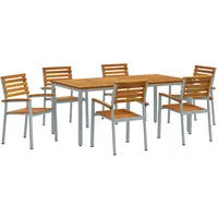 VidaXL 7-teiliges Gartentisch-Set aus massivem Akazienholz und Metall