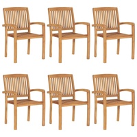 "SALE 2024"Outdoor Relaxsessel,Balkonstuhl Stapelbare Gartenstühle 6 Stk. Massivholz Teak DE50378