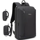 Tzowla Business Laptop Rucksack für Herren Schlanker,Wasserdichter Rucksack für Reisen/Arbeit/Büro/Studium mit USB/Typ-C Ladeanschluss, Erweiterbarer Rucksack für 17,3 Zoll Notebooks(Schwarz)