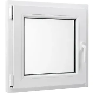 bravo the smart solution Kunststoff Fenster Dreh/Kipp 50 cm x 50 cm Anschlagrichtung Links inklusive Fenstergriff