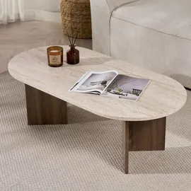 HANAH Home Moderner Couchtisch Beige/Walnuss 119 x 40 x 60 cm