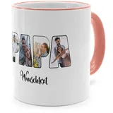 PhotoFancy® - Fototasse 'Papa' - Personalisierte Tasse mit eigenem Foto und Text selbst gestalten - Rosa