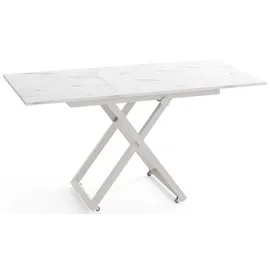 WFL GROUP Axen Weiß Marmor 120-160 x 80 x 38-75 cm