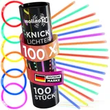molinoRC 100x Knicklichter Party Set - [EXTRA HELL] - Knicklichter Kinder - 100 Verbinder für Armringe + Figuren - Perfekt für Geburtstag, Party, Festival - Leuchtstäbe, Glow Sticks