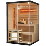 Artsauna Saunakabine Vantaa 120 mit Salzstein - Indoor Sauna für 2 Personen, 3,5 kW Ofen, Glasfront