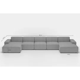 Fun Möbel Wohnlandschaft U-Form CELES PREMIUM XL in Stoff Opera Velvet Olivgrün - Grün