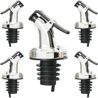 layba Ausgießer für Flaschen Silber Matt mit Verschlusskappe aus Kunststoff, in 5er Set,