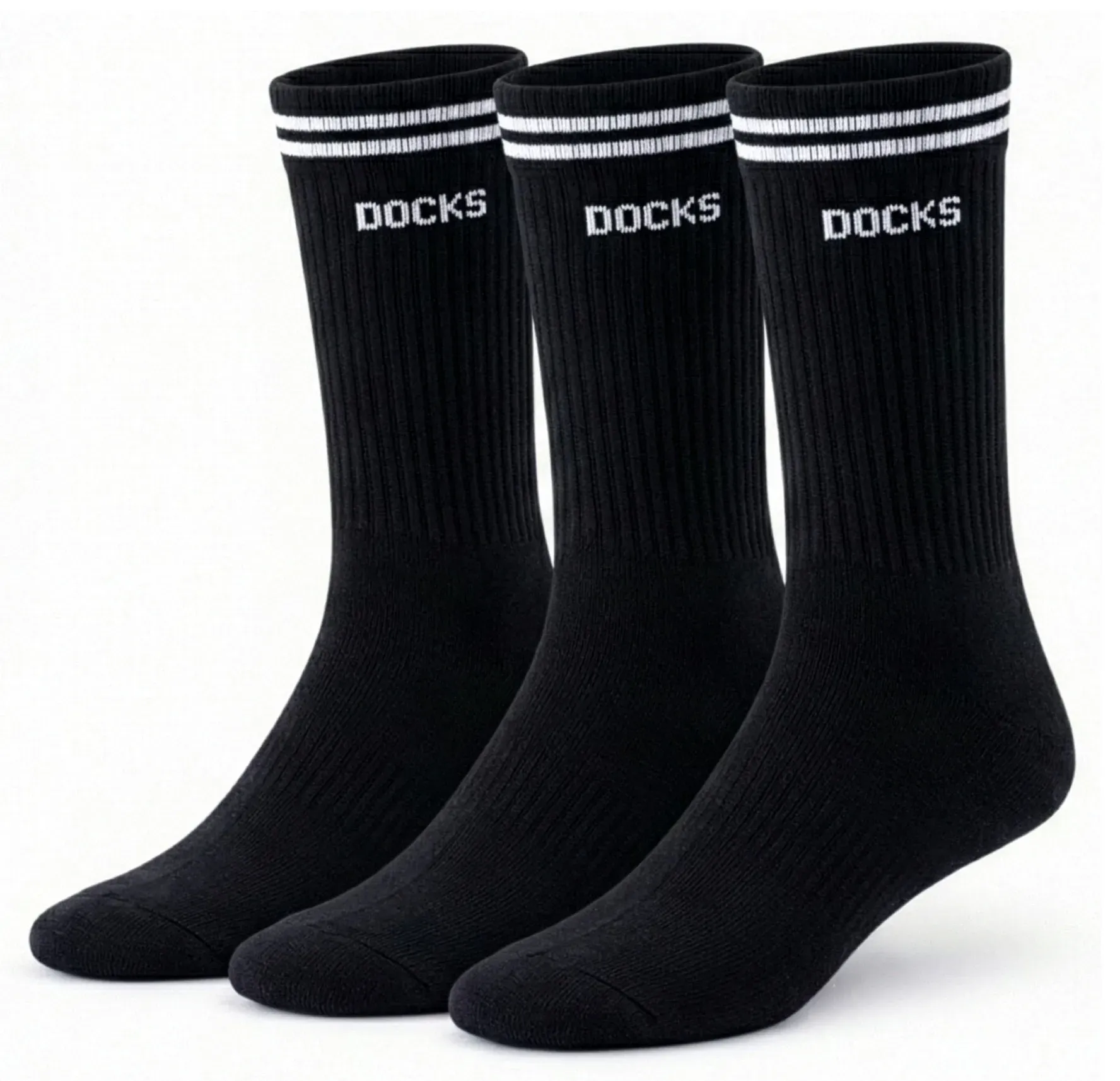 3 Paar DOCKS Socken Komfortbund Sport Tennis Socken Damen Herren schwarz 35-38